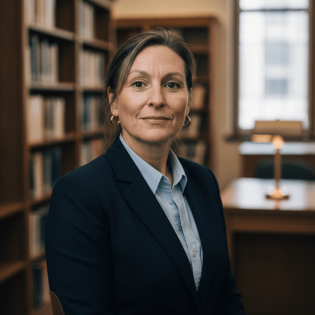 Academic headshot example (AI demo subject)