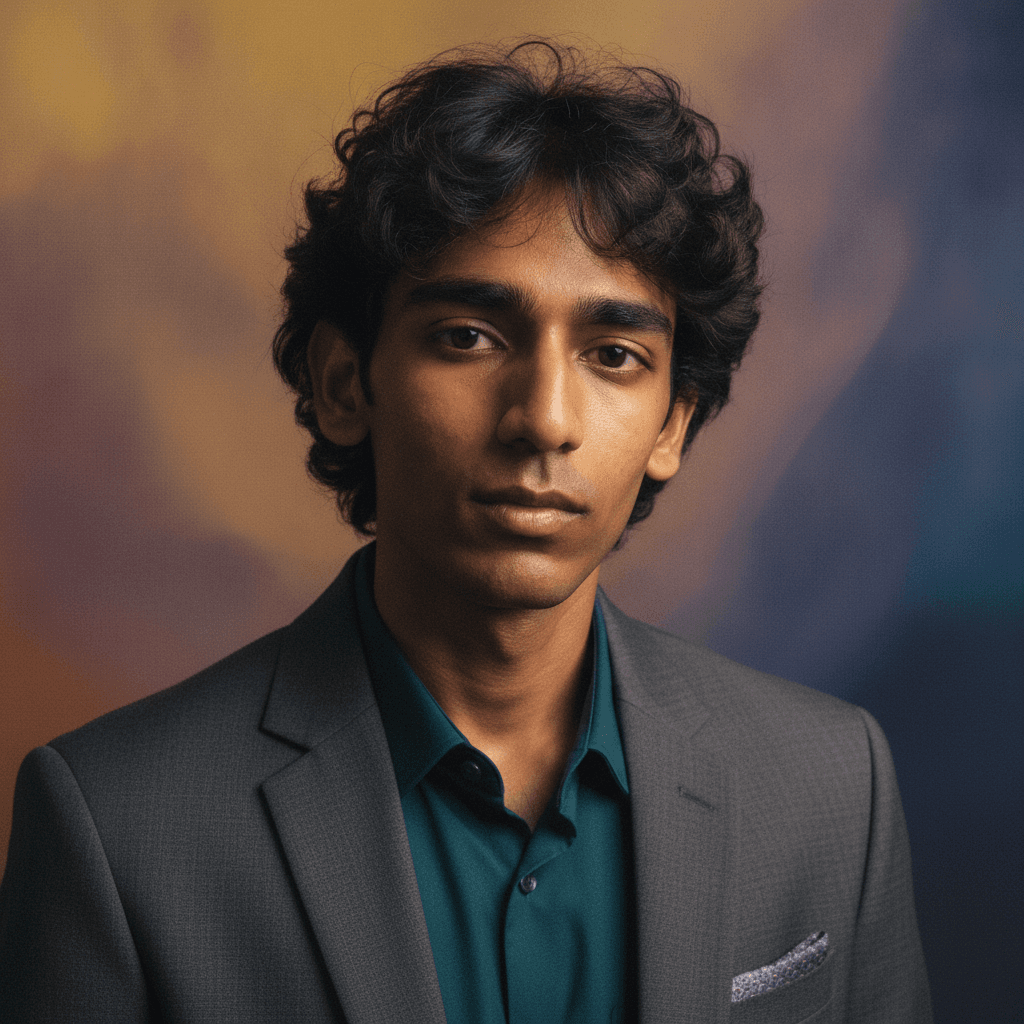 Creative headshot example (AI demo subject)