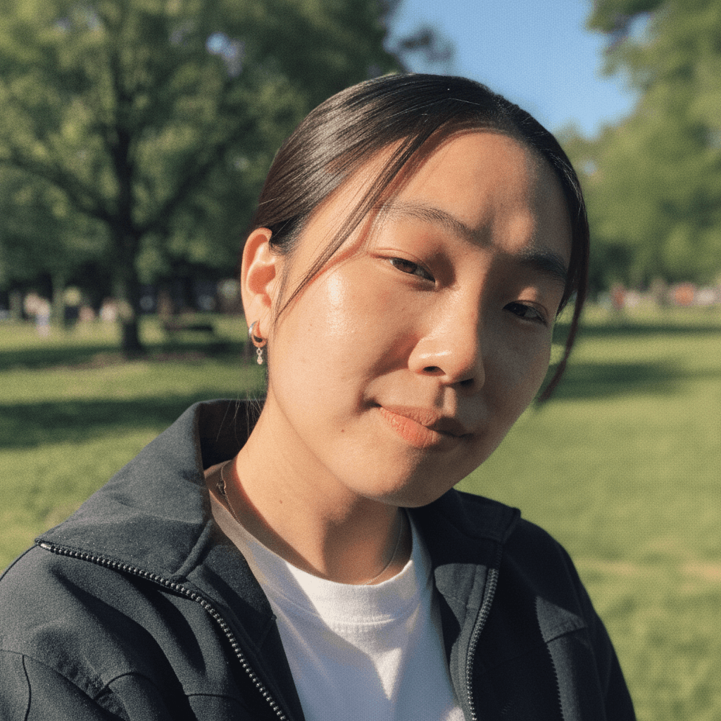 Outdoor headshot example (AI demo subject)